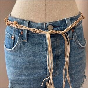 Boho Chic Hippie Braided Belt with Wooden Accents